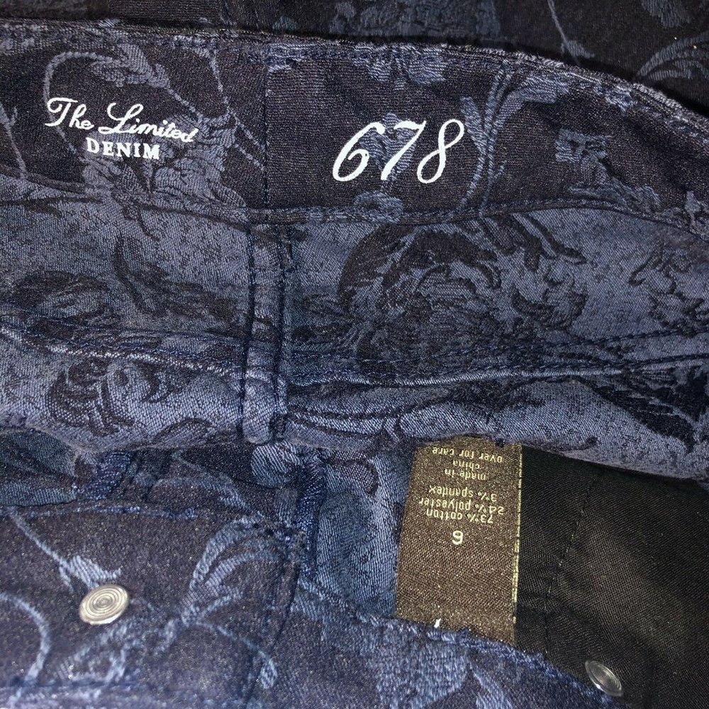 THE LIMITED 678 Navy Floral Jacquard Skinny Jeans - Picture 10 of 10